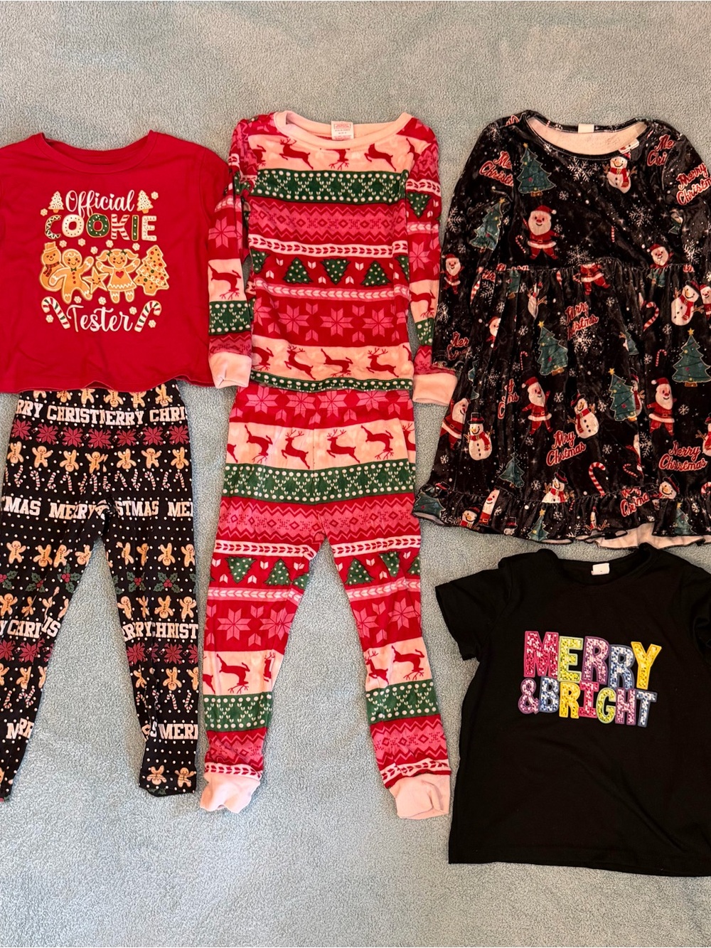 Girls Lot Of 4T & XS (4-5) Christmas Clothes Sleep Wear, Dress, T Shirt Santa
